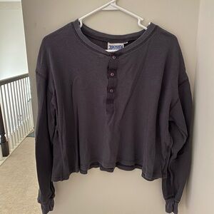 Jungmaven gray waffle henley shirt size Small